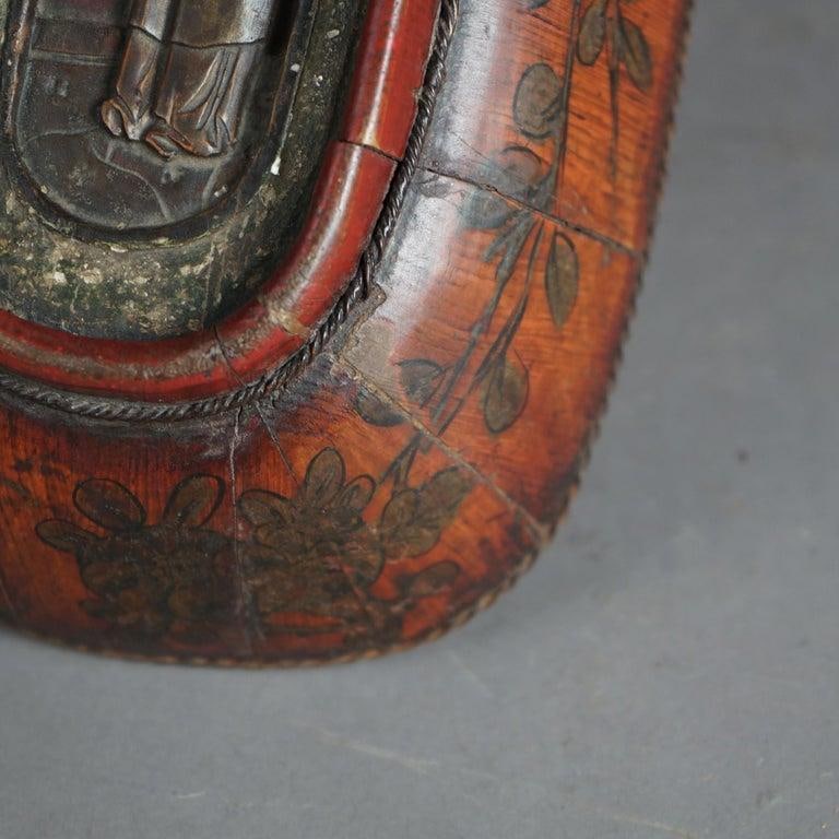Antique Chinese Figural & Polychromed Wooden Basket Circa 1920 - 8