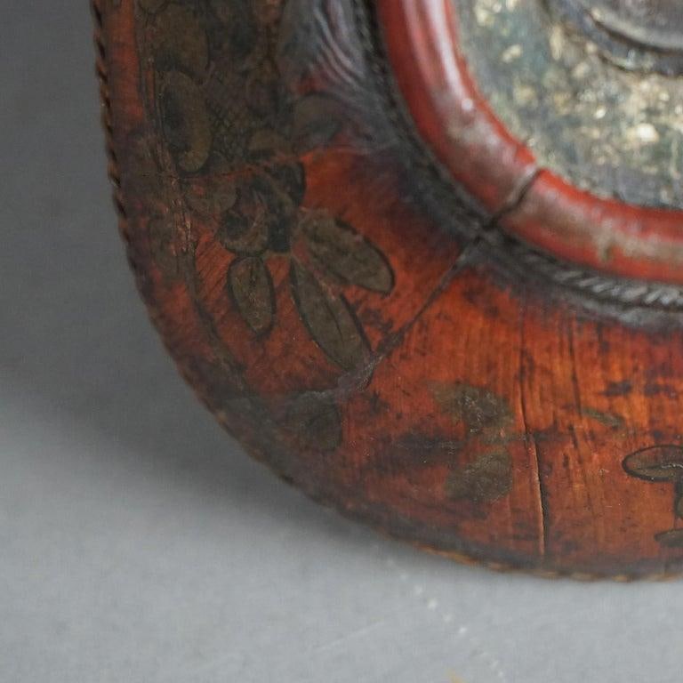 Antique Chinese Figural & Polychromed Wooden Basket Circa 1920 - 9