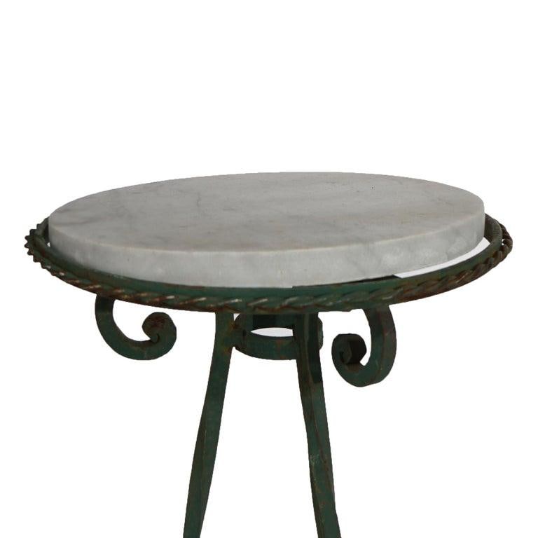 Antique Arts & Crafts Oscar Bach Style Wrought Iron & Marble Plant Stands C1920 - 10
