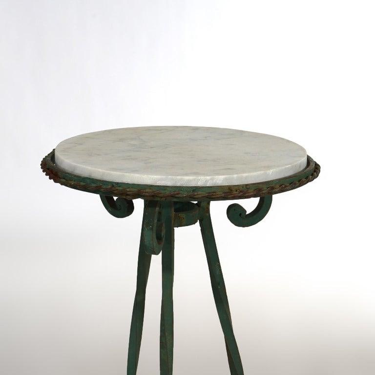 Antique Arts & Crafts Oscar Bach Style Wrought Iron & Marble Plant Stands C1920 - 8