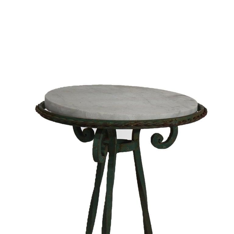 Antique Arts & Crafts Oscar Bach Style Wrought Iron & Marble Plant Stands C1920 - 9