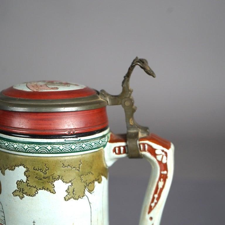 Antique Art & Crafts Scenic Musterschutz Germany Pottery Stein Circa 1900 - 5