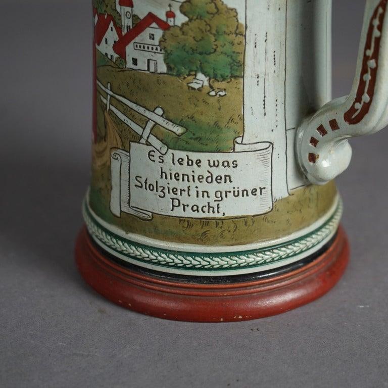 Antique Art & Crafts Scenic Musterschutz Germany Pottery Stein Circa 1900 - 6