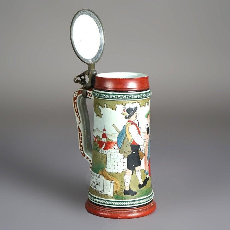 Antique Art & Crafts Scenic Musterschutz Germany Pottery Stein Circa 1900 - 9