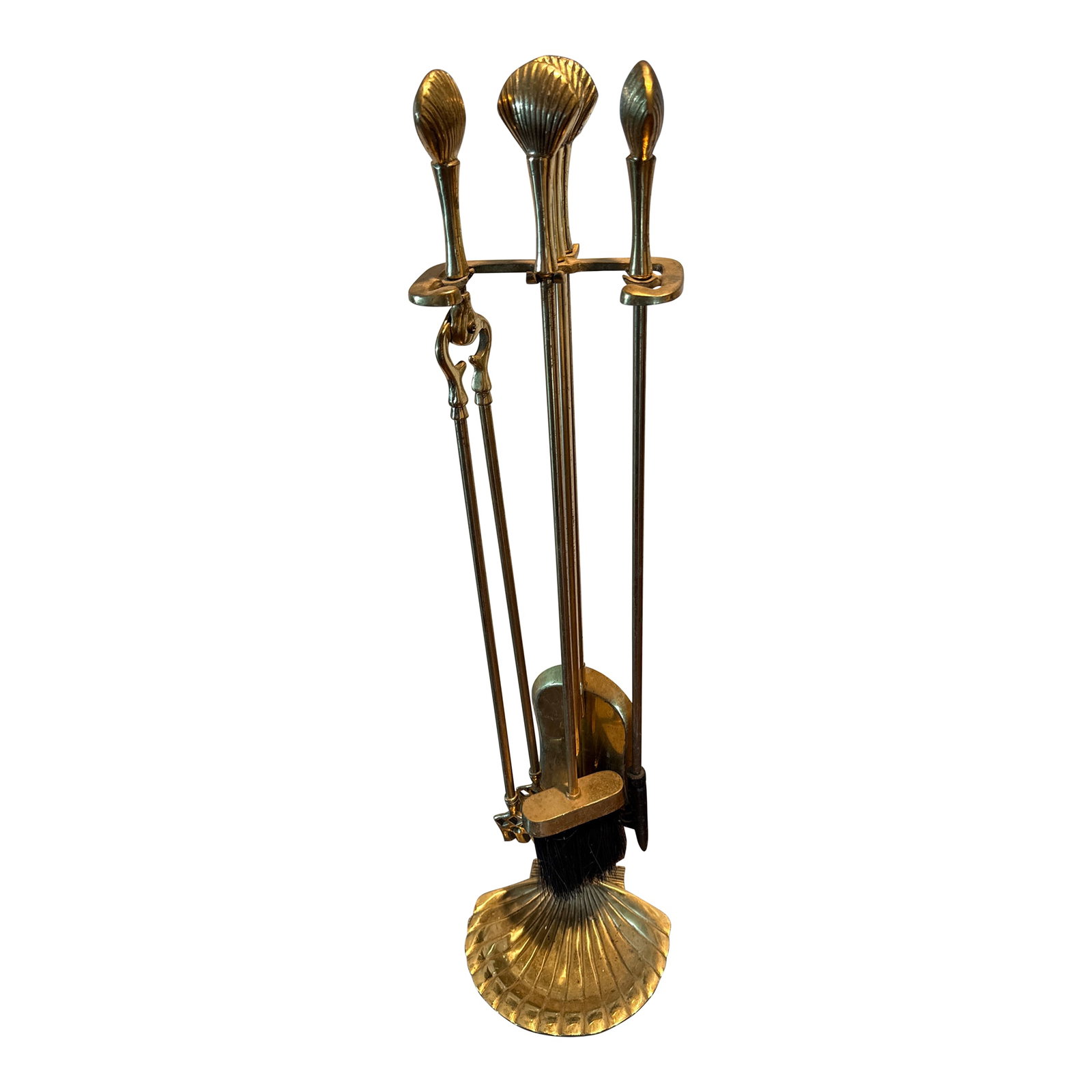 1970s Sculptural Brass Clam Shell Fire Tools Set (1 of 7)