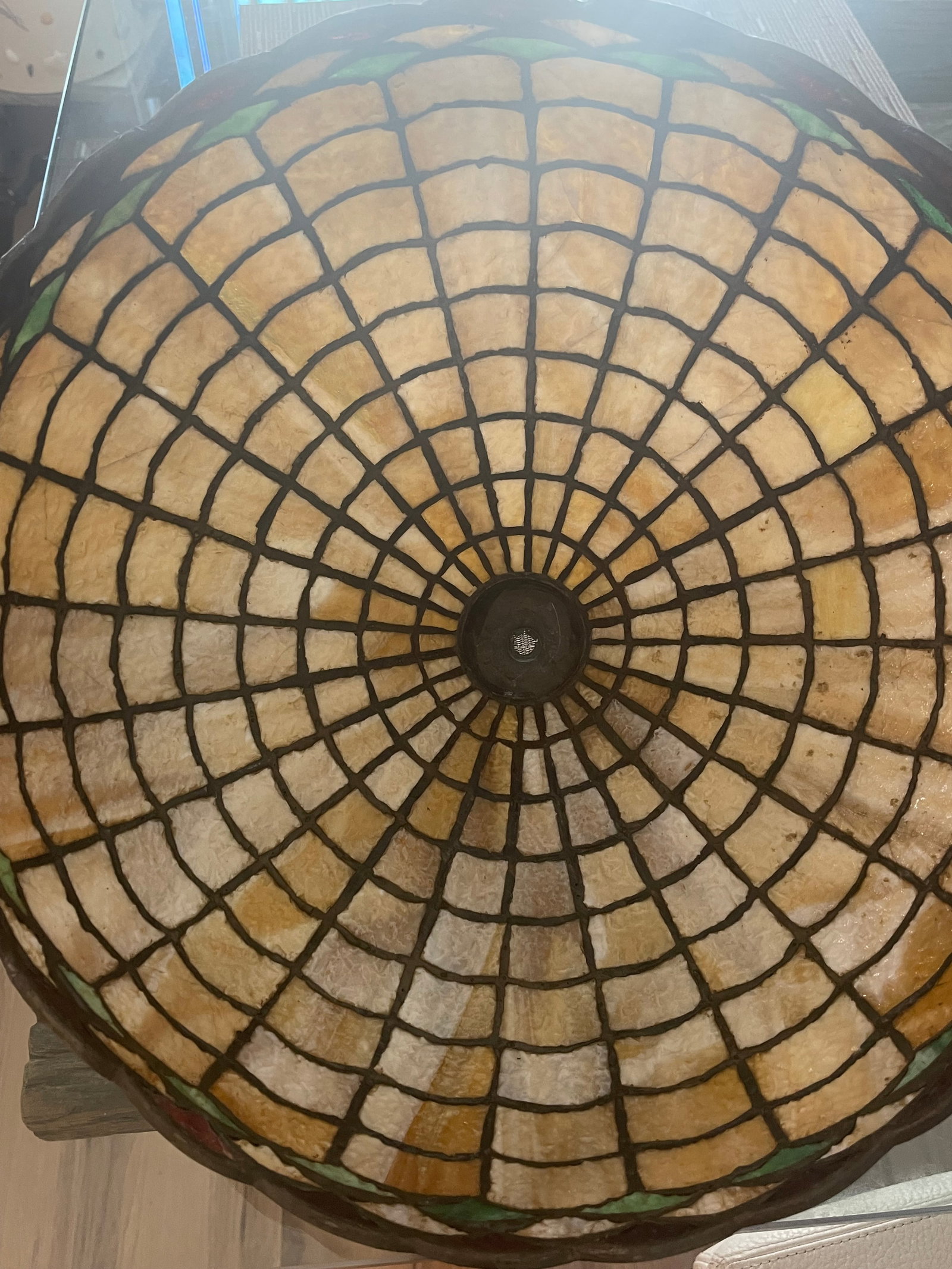 Reduced-Antique Tiffany Studios Style Bronze Glass Lamp Numbered - 11