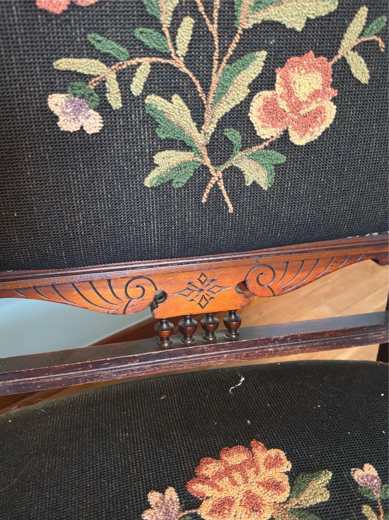 Antique Eastlake Style Victorian Needlepoint Armchair - 6