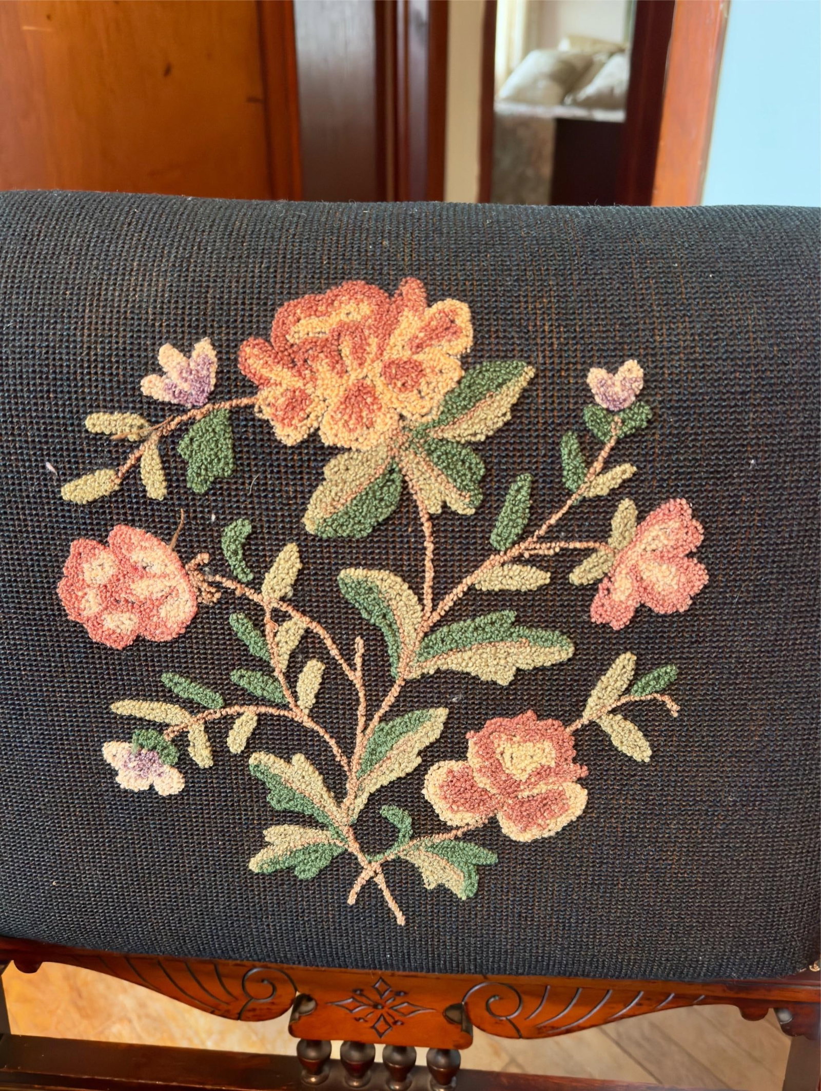 Antique Eastlake Style Victorian Needlepoint Armchair - 8