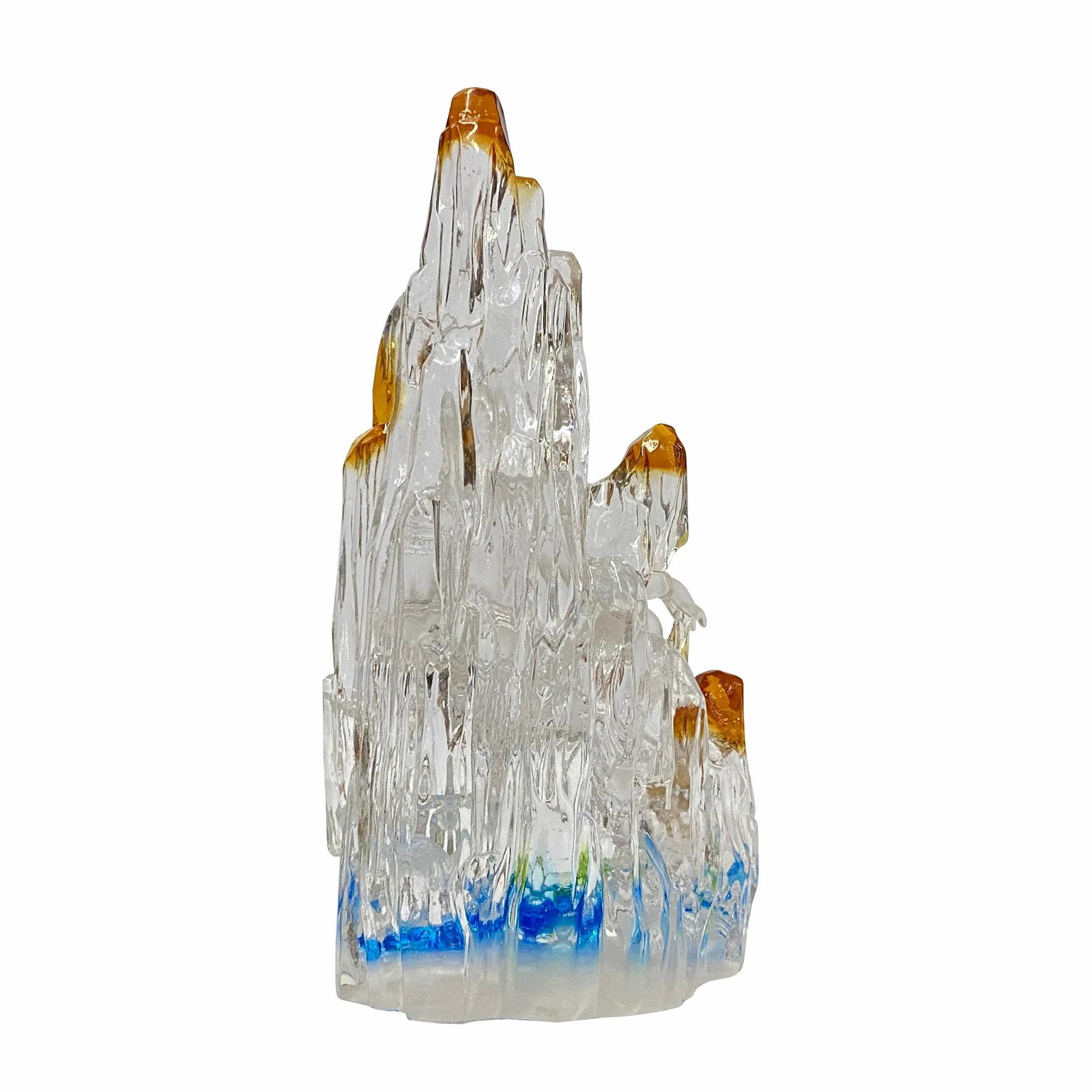 Crystal Glass Liuli Pate-De-Verre White Clear Kwan Yin Bodhisattva Statue - 5