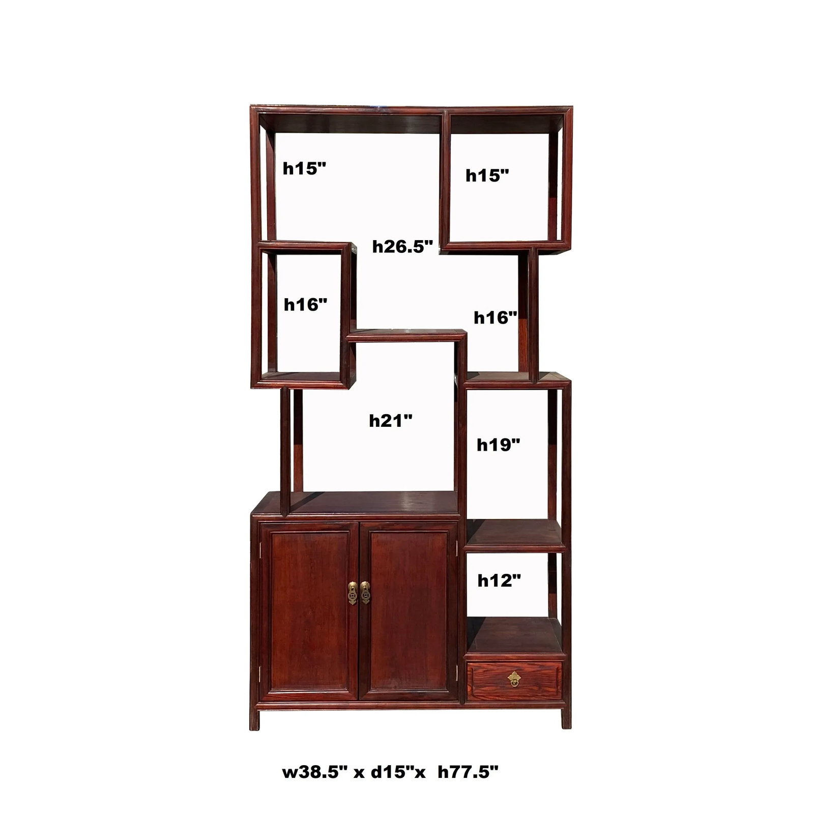 Chinese Light Brown Stain Treasure Display Curio Cabinet Room Divider - 2