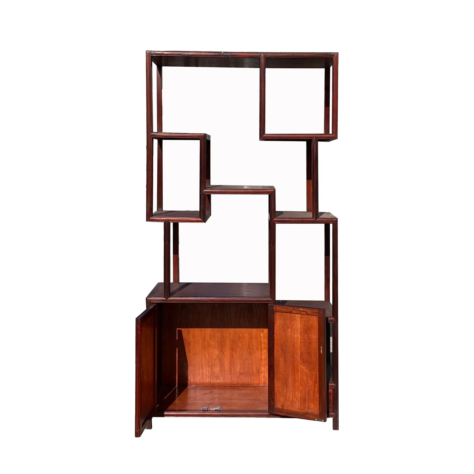 Chinese Light Brown Stain Treasure Display Curio Cabinet Room Divider - 3