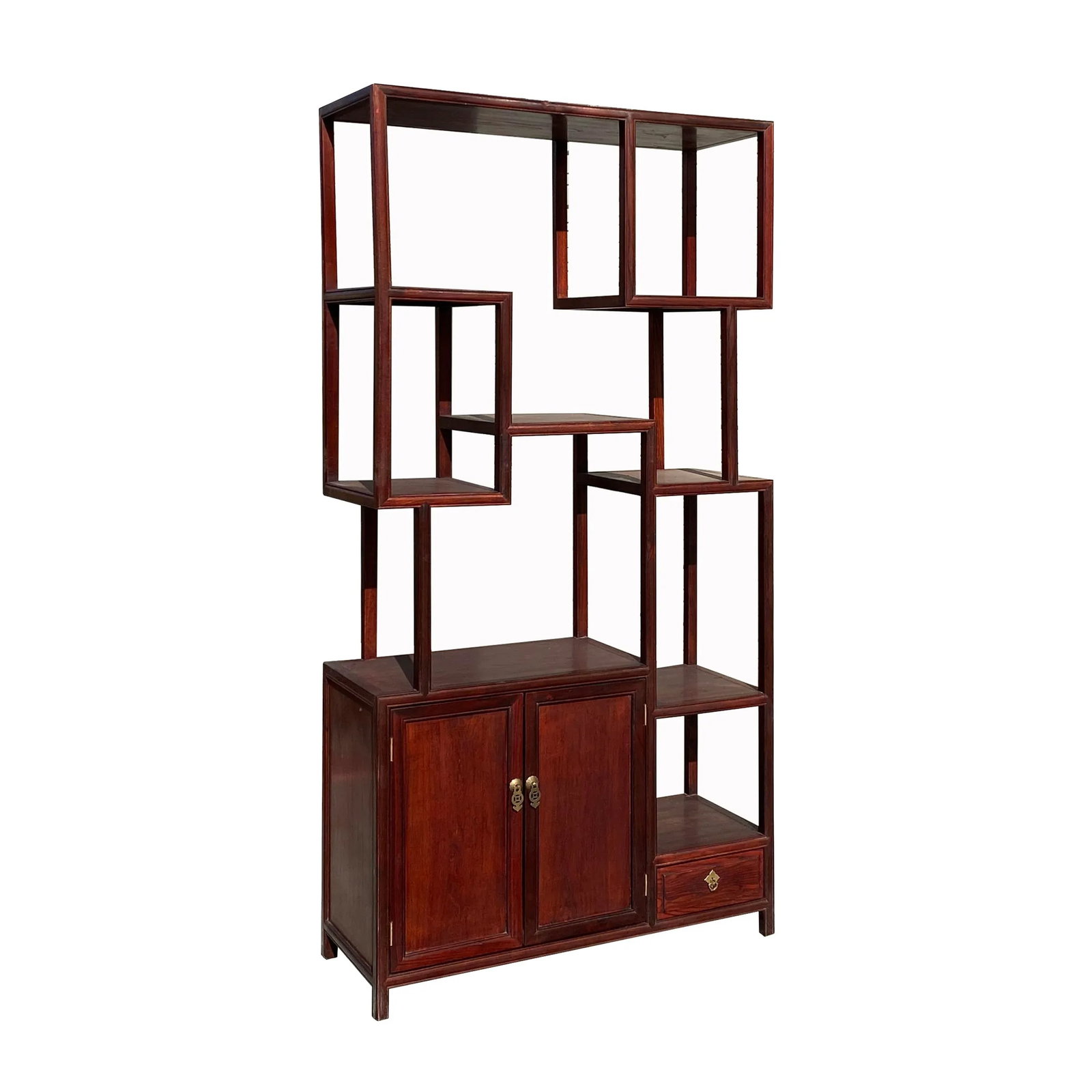 Chinese Light Brown Stain Treasure Display Curio Cabinet Room Divider - 4