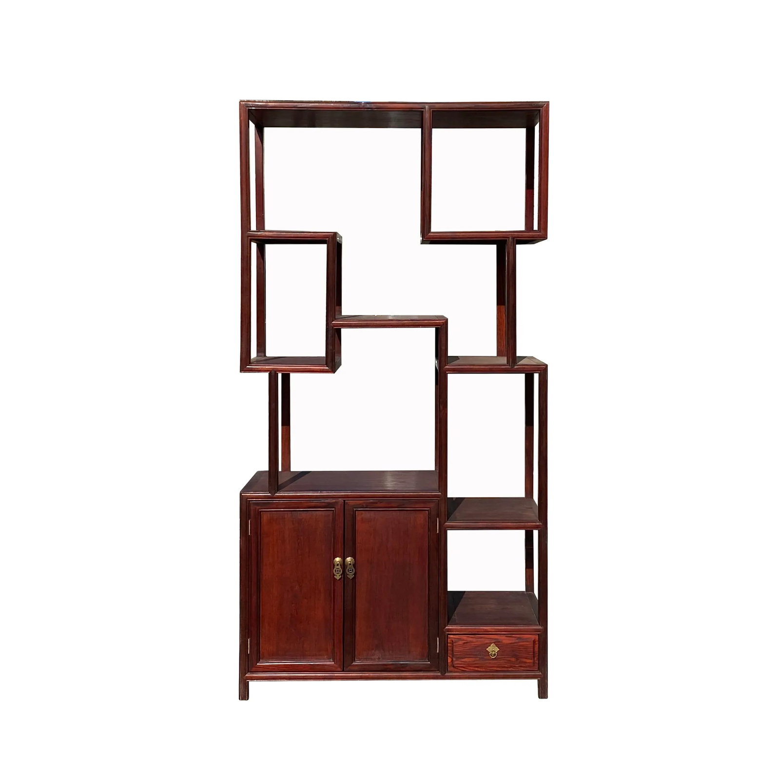 Chinese Light Brown Stain Treasure Display Curio Cabinet Room Divider - 6