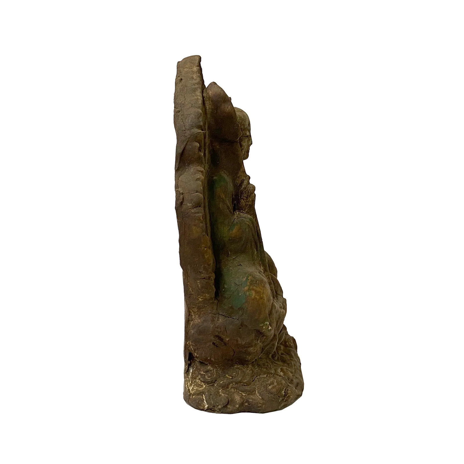 Chinese Rustic Wood Sitting Ksitigarbha Bodhisattva Buddha Statue - 3