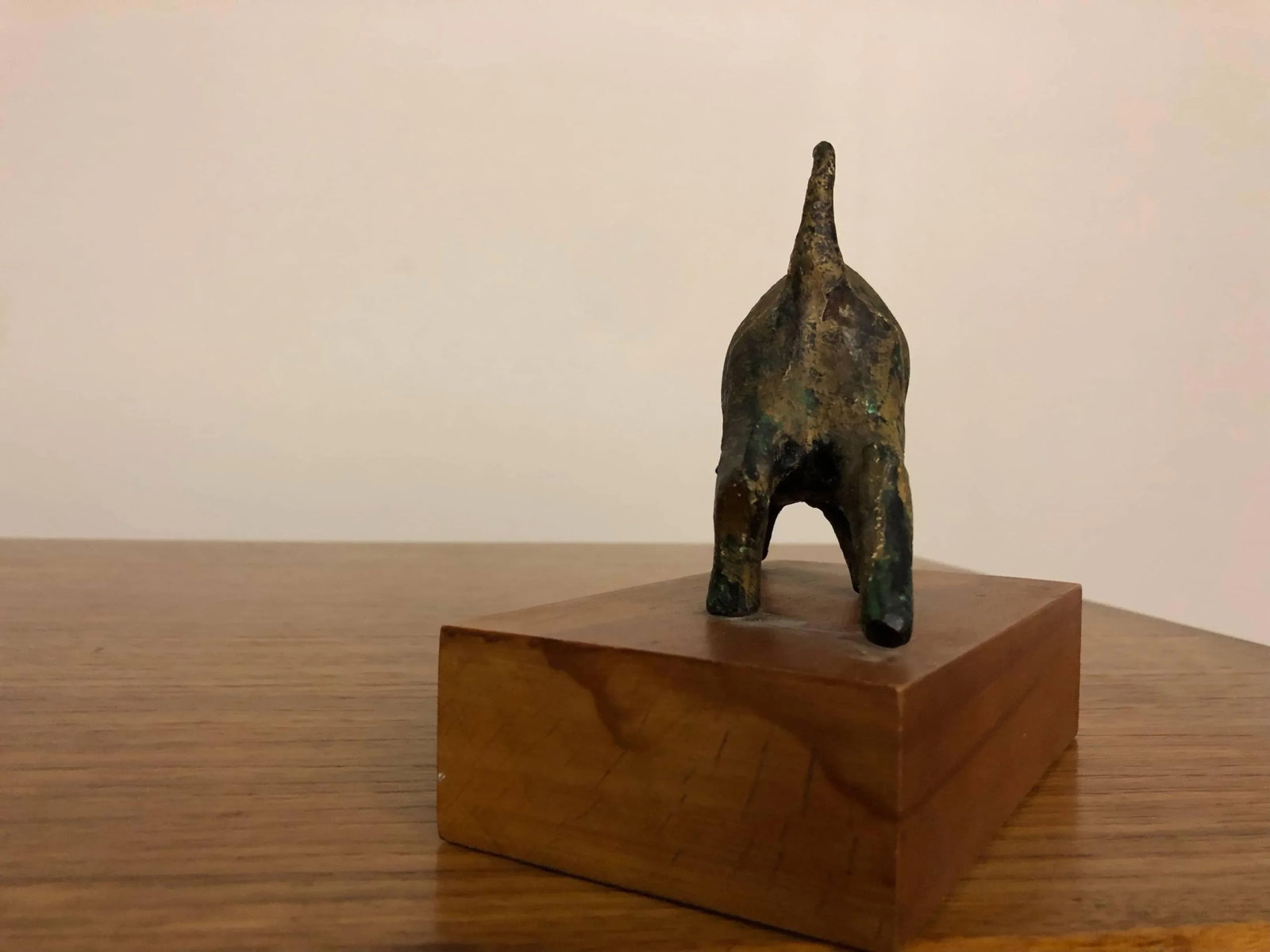 Bronze Bull Sculpture on Wood Stand - 2