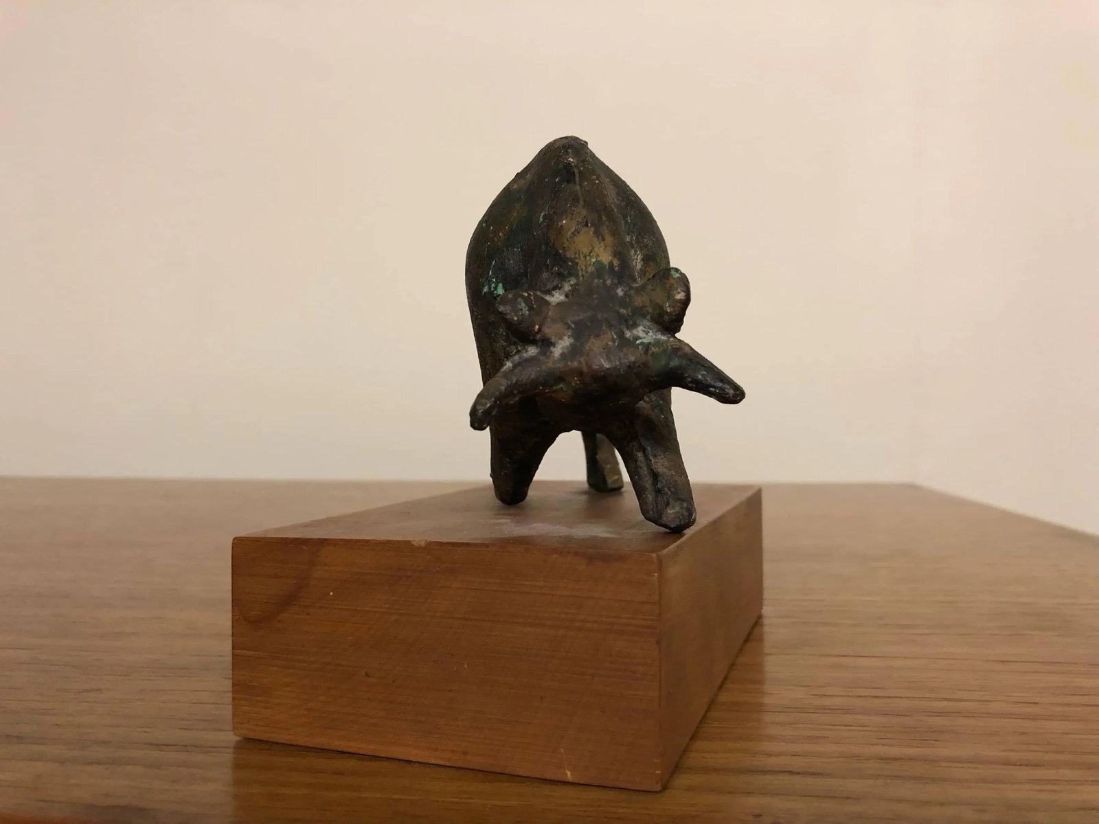 Bronze Bull Sculpture on Wood Stand - 7