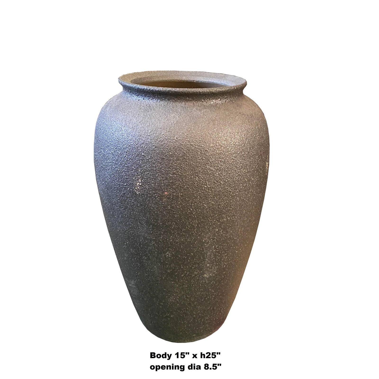 Ceramic Rough Metallic Matte Black Pottery Marks Tall Vase Jar - 2