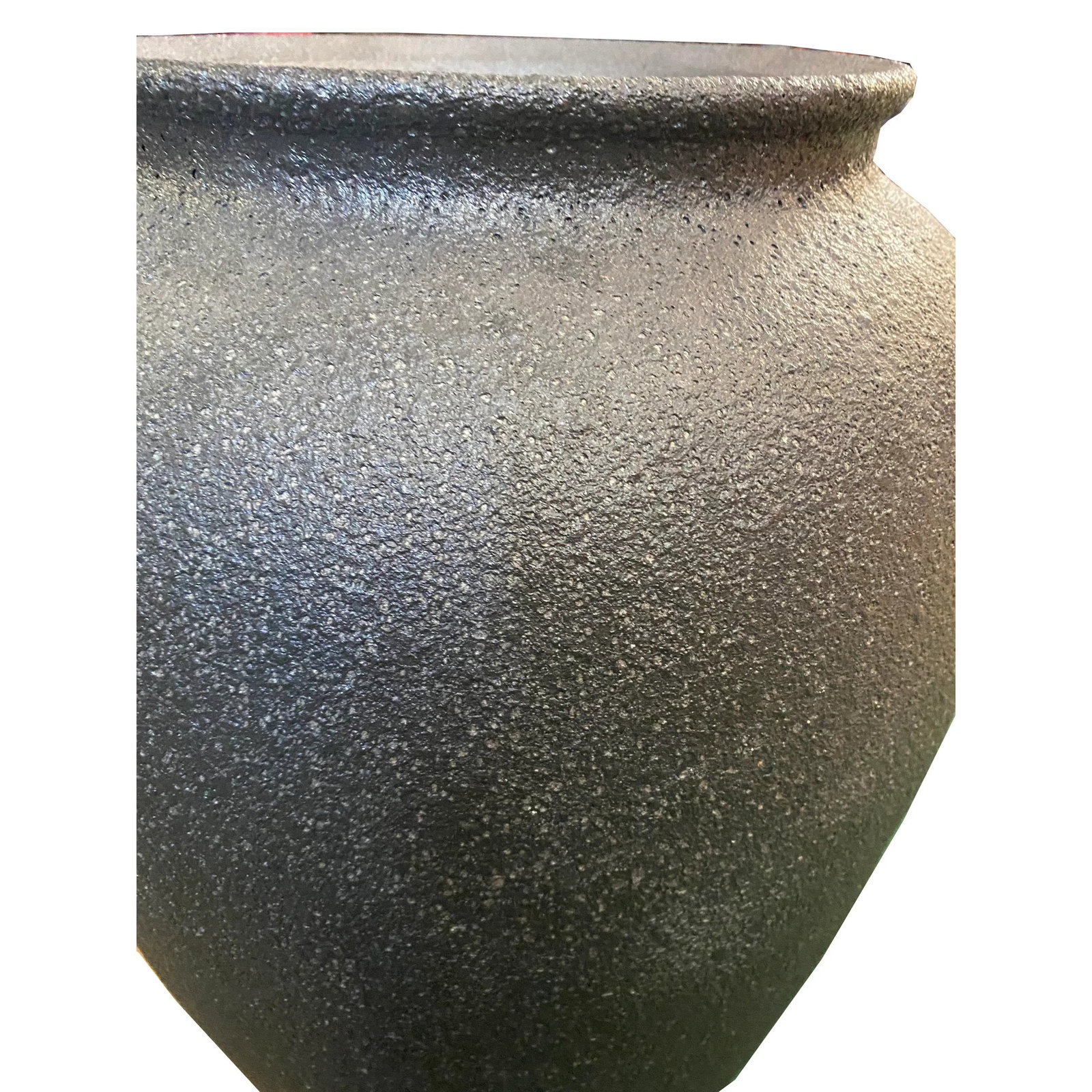 Ceramic Rough Metallic Matte Black Pottery Marks Tall Vase Jar - 5