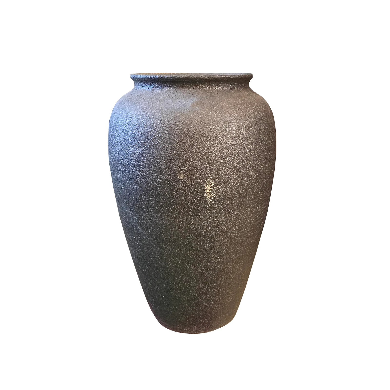 Ceramic Rough Metallic Matte Black Pottery Marks Tall Vase Jar - 6
