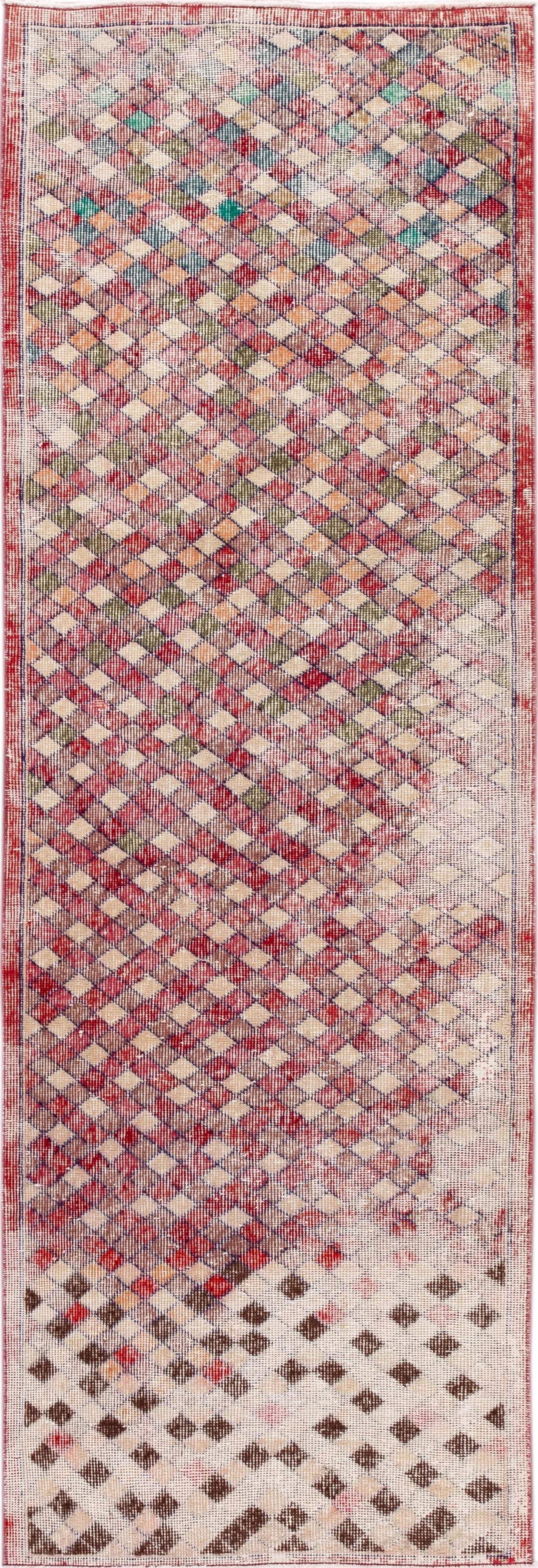 Vintage Art Deco Handmade Red Geometric Wool Runner - 11