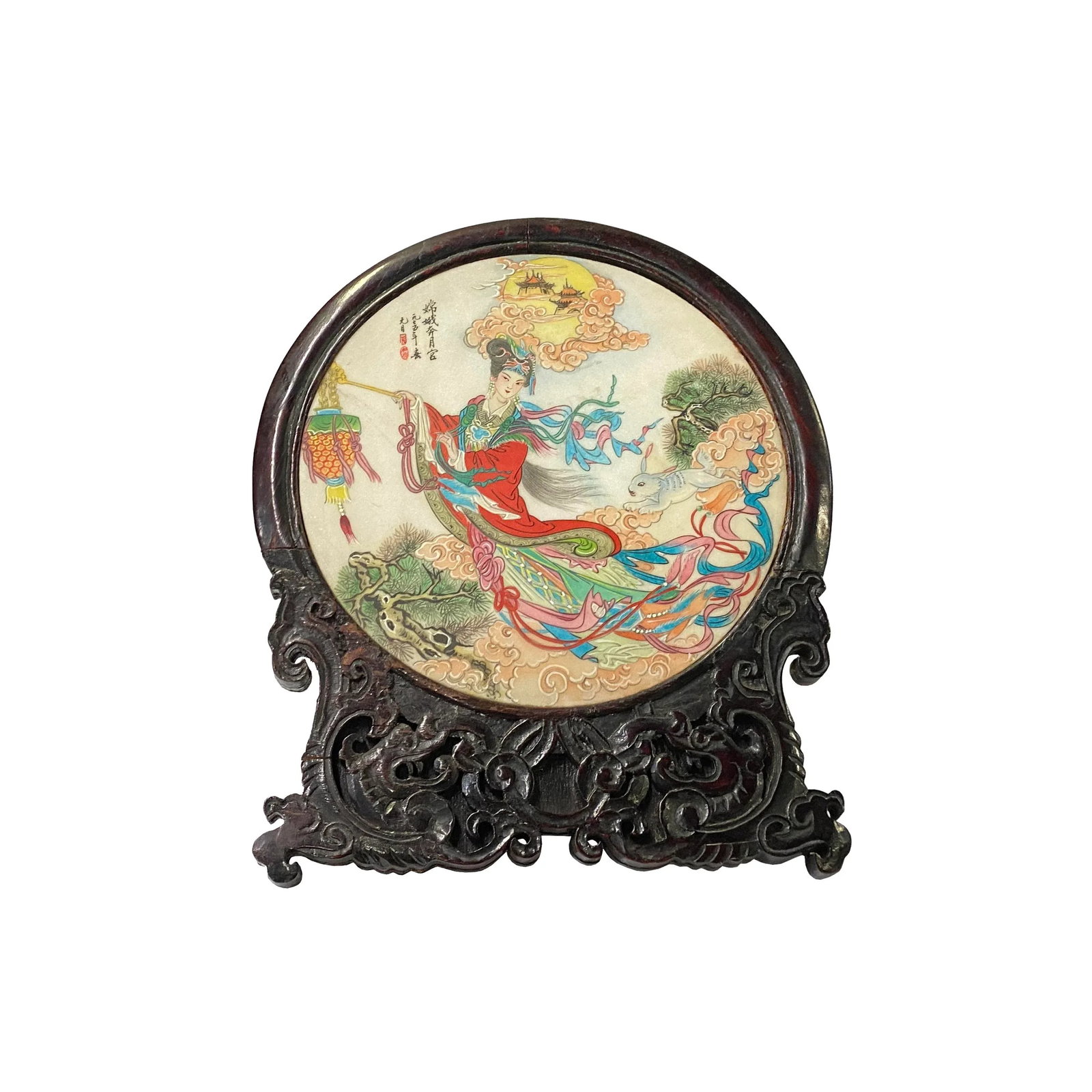 Chinese Chang'e Moon Autumn Lantern Rabbit Them Stone Plaque Display - 5