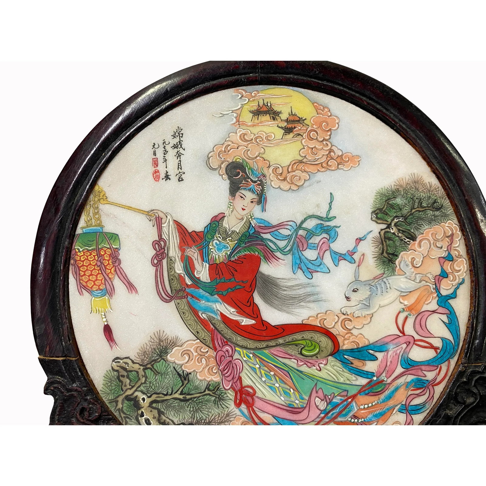 Chinese Chang'e Moon Autumn Lantern Rabbit Them Stone Plaque Display - 6