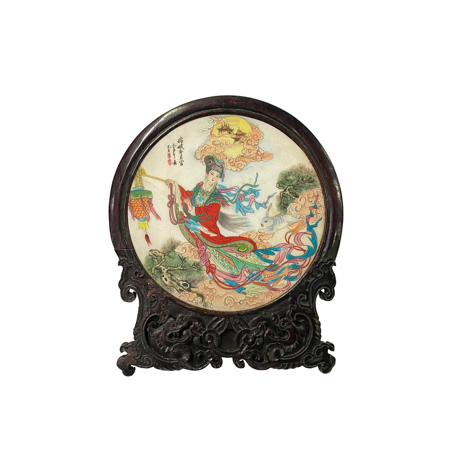 Chinese Chang'e Moon Autumn Lantern Rabbit Them Stone Plaque Display - 7