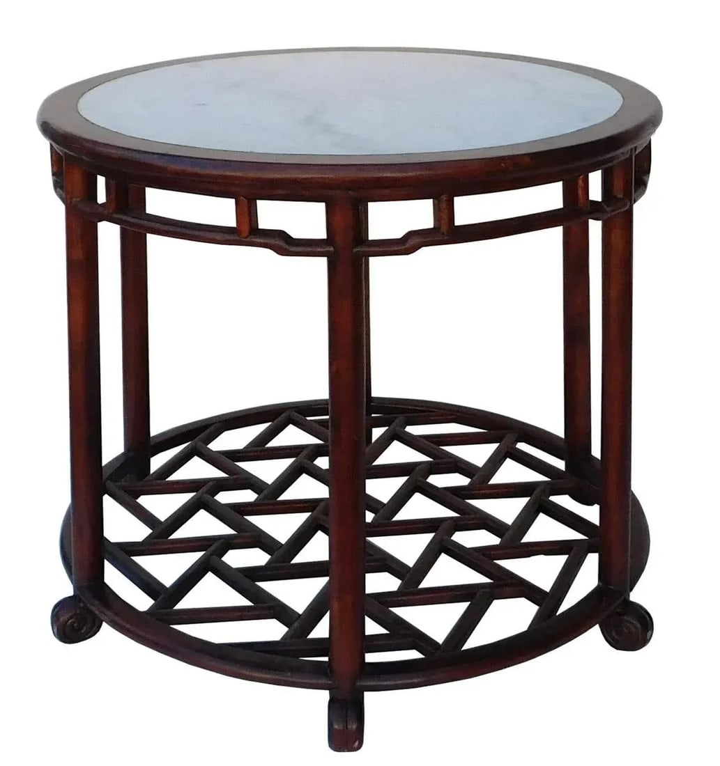 Chinese Style Round Marble Top Pedestal Table (1 of 6)