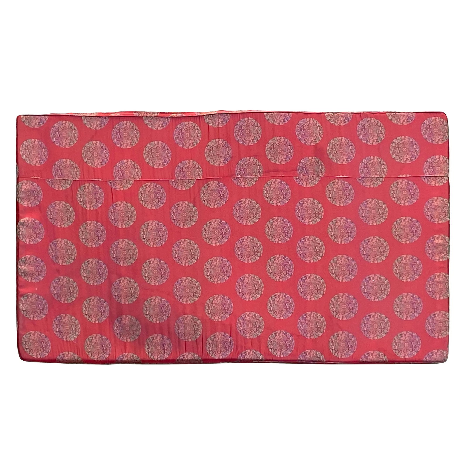 Chinese Oriental Red Silk Fabric Rectangular Long Seat Cushion Pad - 4