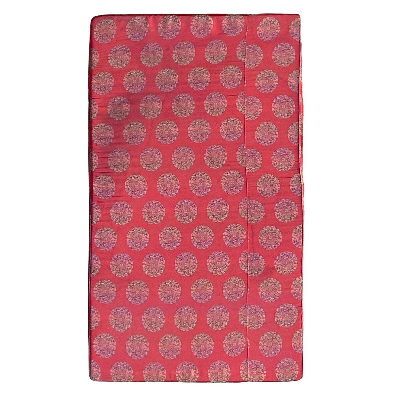 Chinese Oriental Red Silk Fabric Rectangular Long Seat Cushion Pad - 8