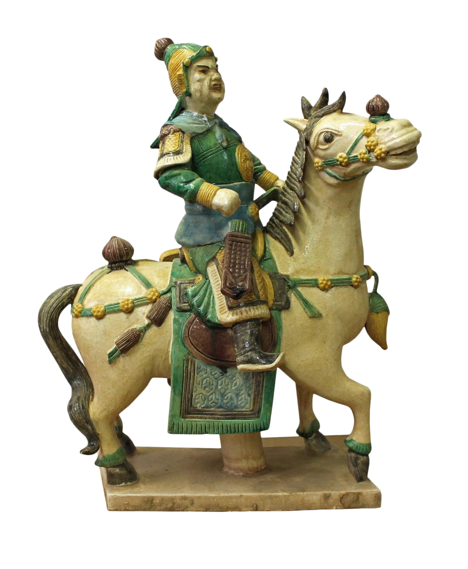 Chinese Vintage Handmade Ceramic Warrior On Horse Figure (1 of 6)