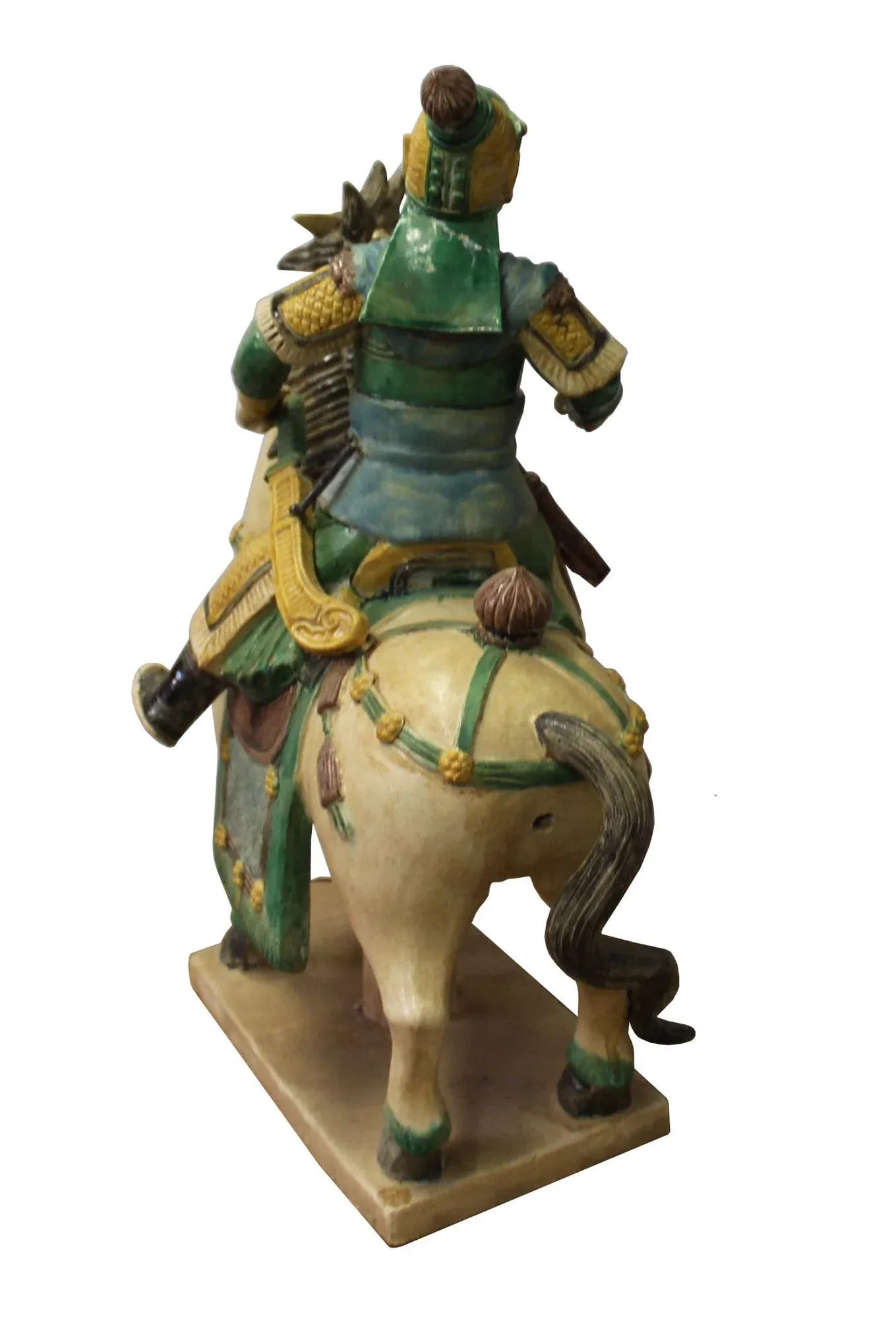 Chinese Vintage Handmade Ceramic Warrior On Horse Figure - 5