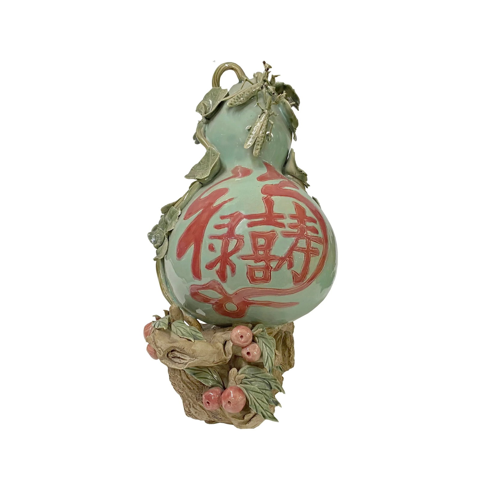 Handmade Light Green Ceramic Artistic Gourd Figure Display Art - 11