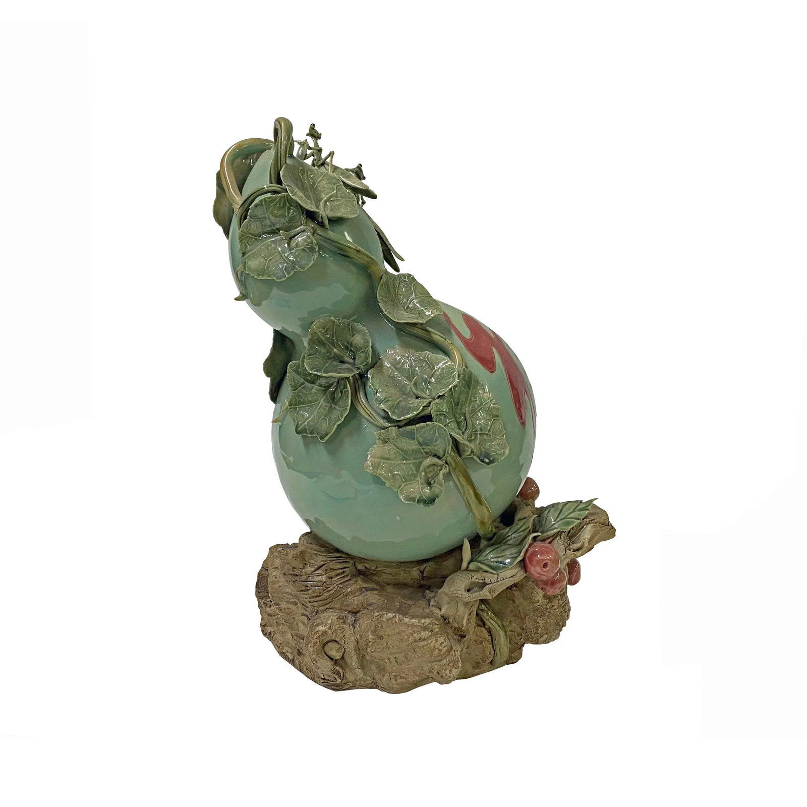 Handmade Light Green Ceramic Artistic Gourd Figure Display Art - 2