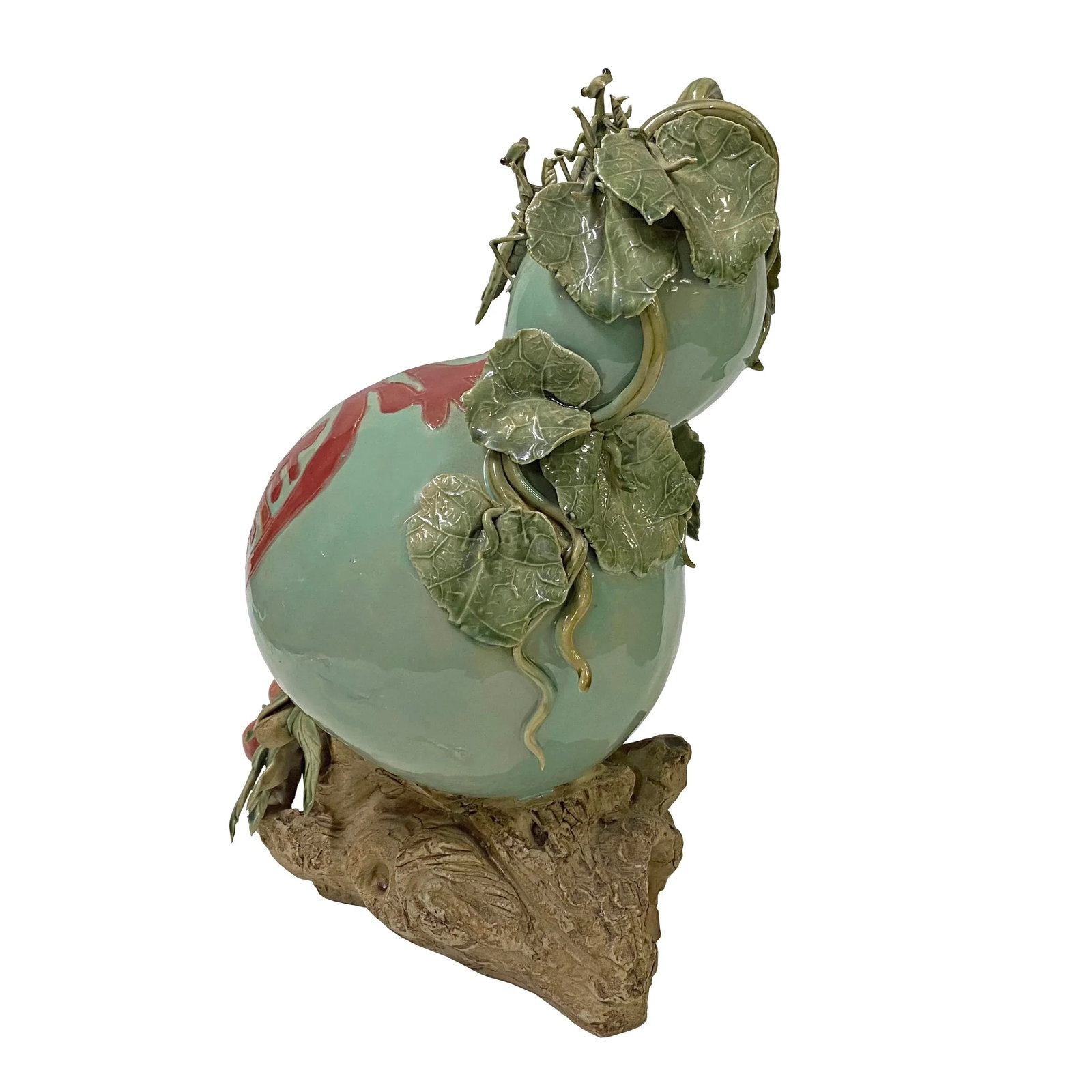 Handmade Light Green Ceramic Artistic Gourd Figure Display Art - 5