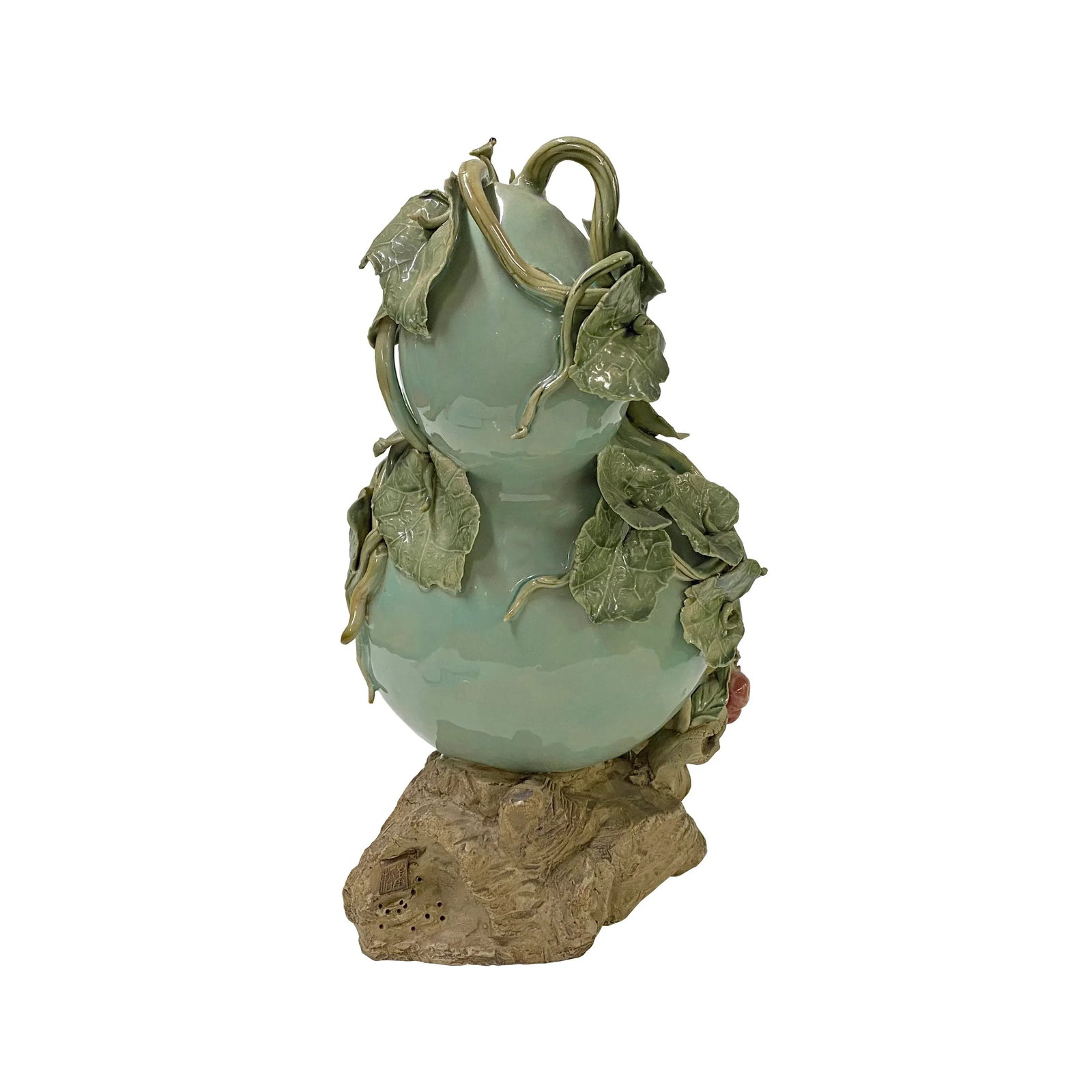 Handmade Light Green Ceramic Artistic Gourd Figure Display Art - 7