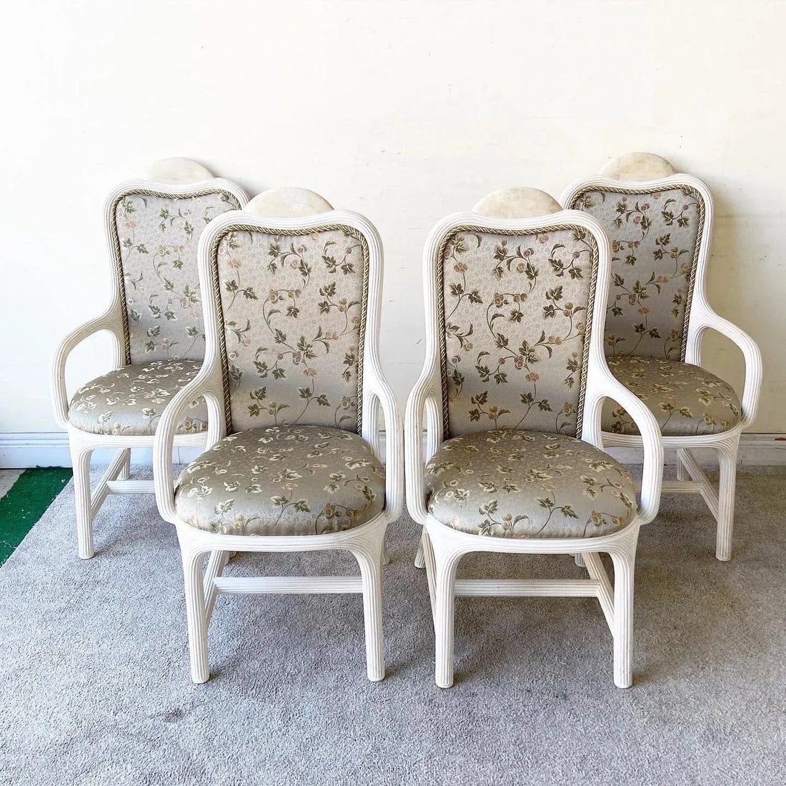 Boho Chic Pencil Reed and Tessellated Stone Dining Chairs - 13