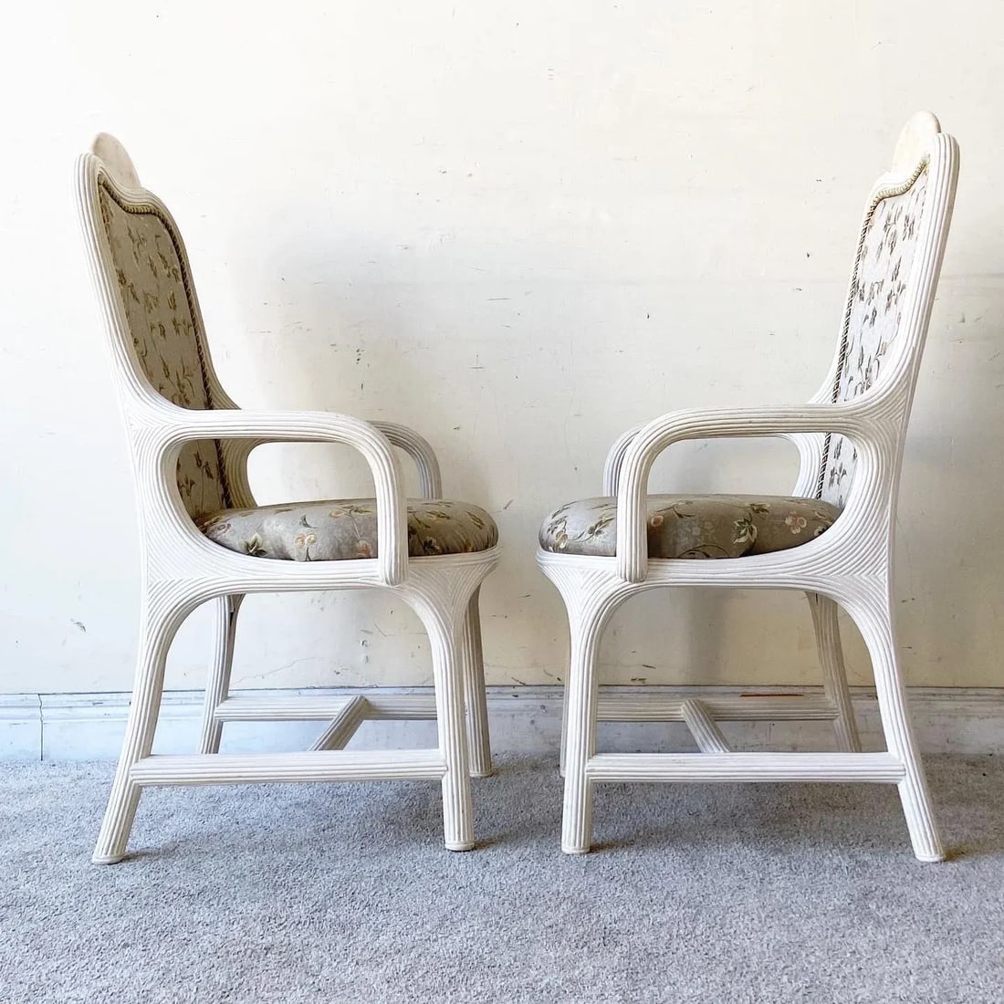 Boho Chic Pencil Reed and Tessellated Stone Dining Chairs - 3