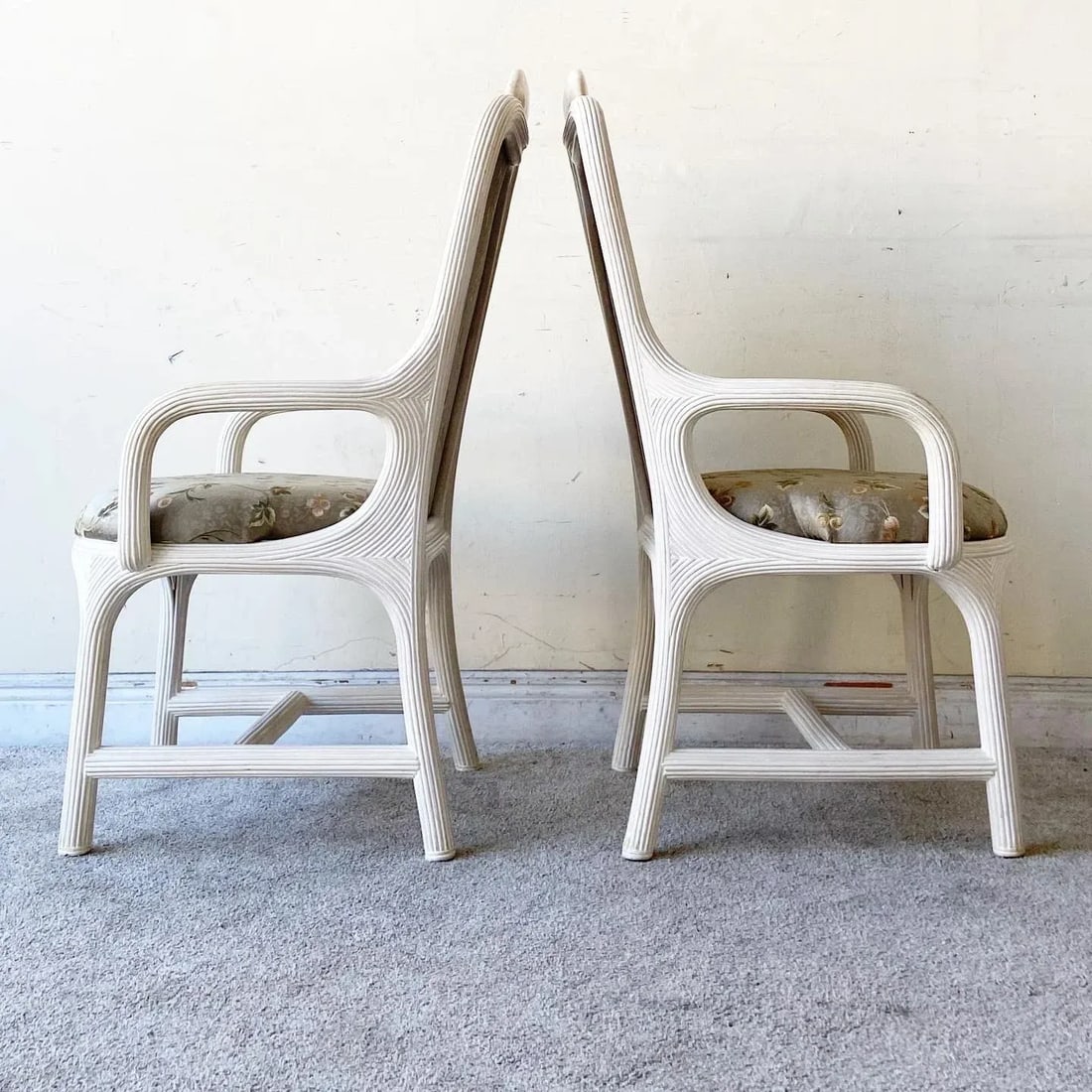 Boho Chic Pencil Reed and Tessellated Stone Dining Chairs - 4