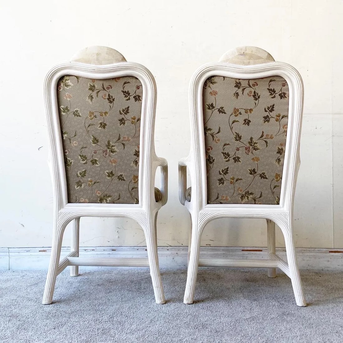 Boho Chic Pencil Reed and Tessellated Stone Dining Chairs - 5