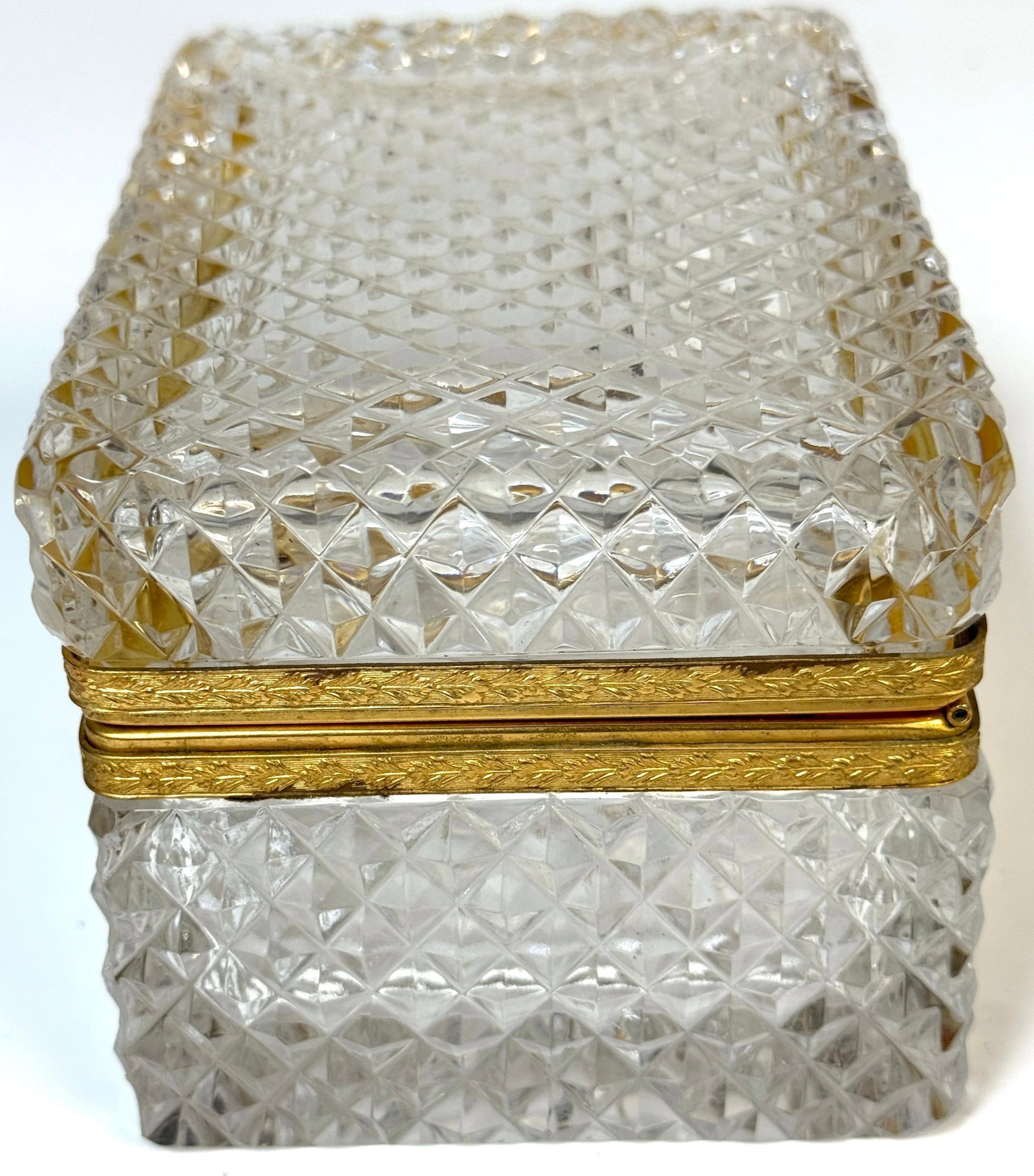 Late 19th C French Fire Gilt Ormolu Cut Glass Table Box, Attributed to Baccarat - 15