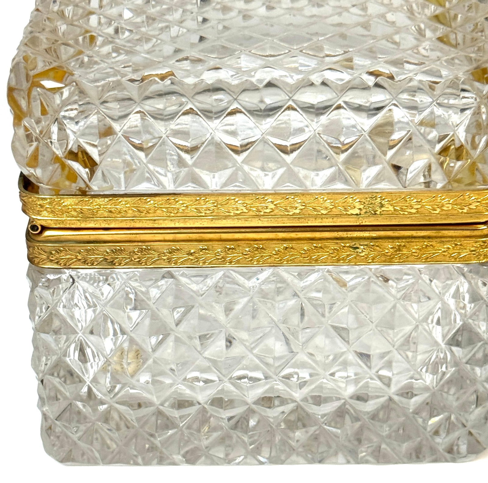 Late 19th C French Fire Gilt Ormolu Cut Glass Table Box, Attributed to Baccarat - 3