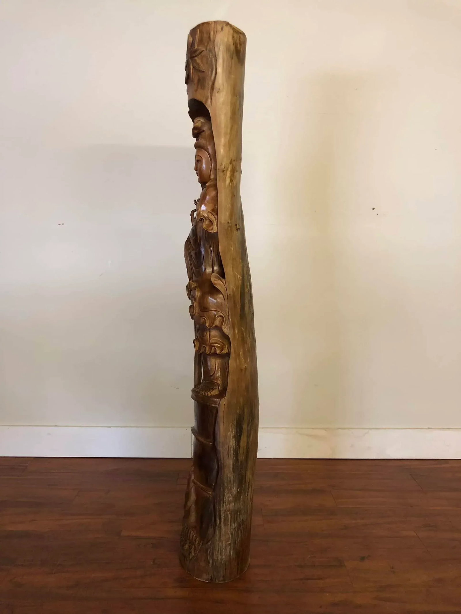 Large Guanlin Carved Wood Statue - 11