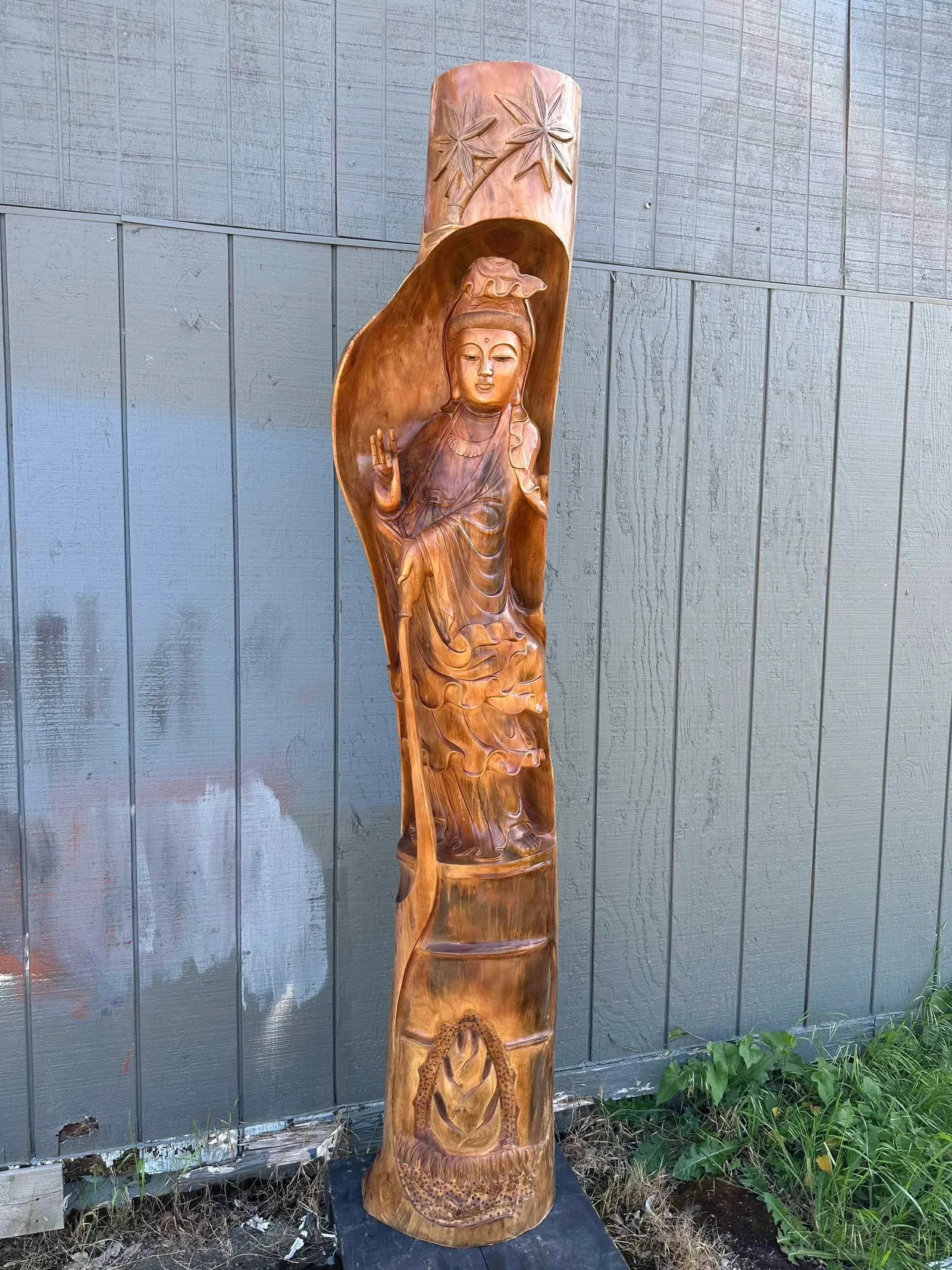 Large Guanlin Carved Wood Statue - 13
