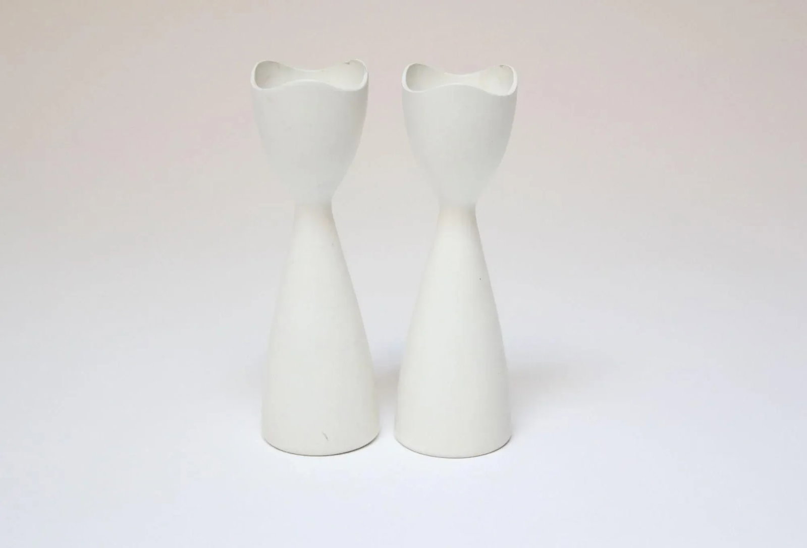 Petite Danish Modern White Candlesticks - 3