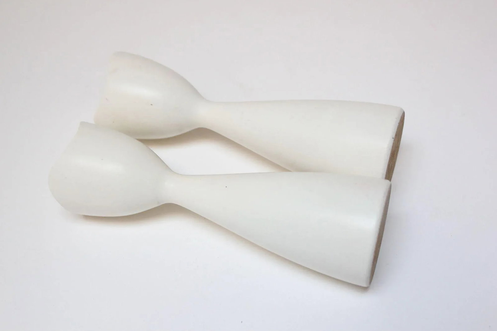 Petite Danish Modern White Candlesticks - 4