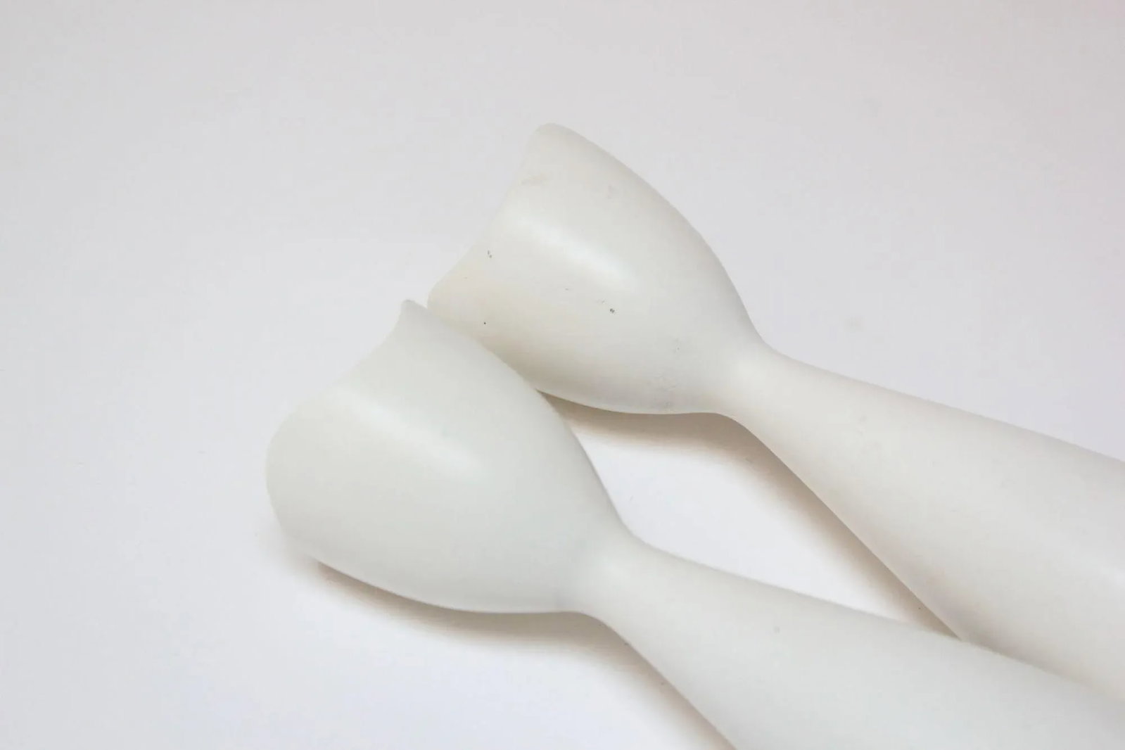 Petite Danish Modern White Candlesticks - 7