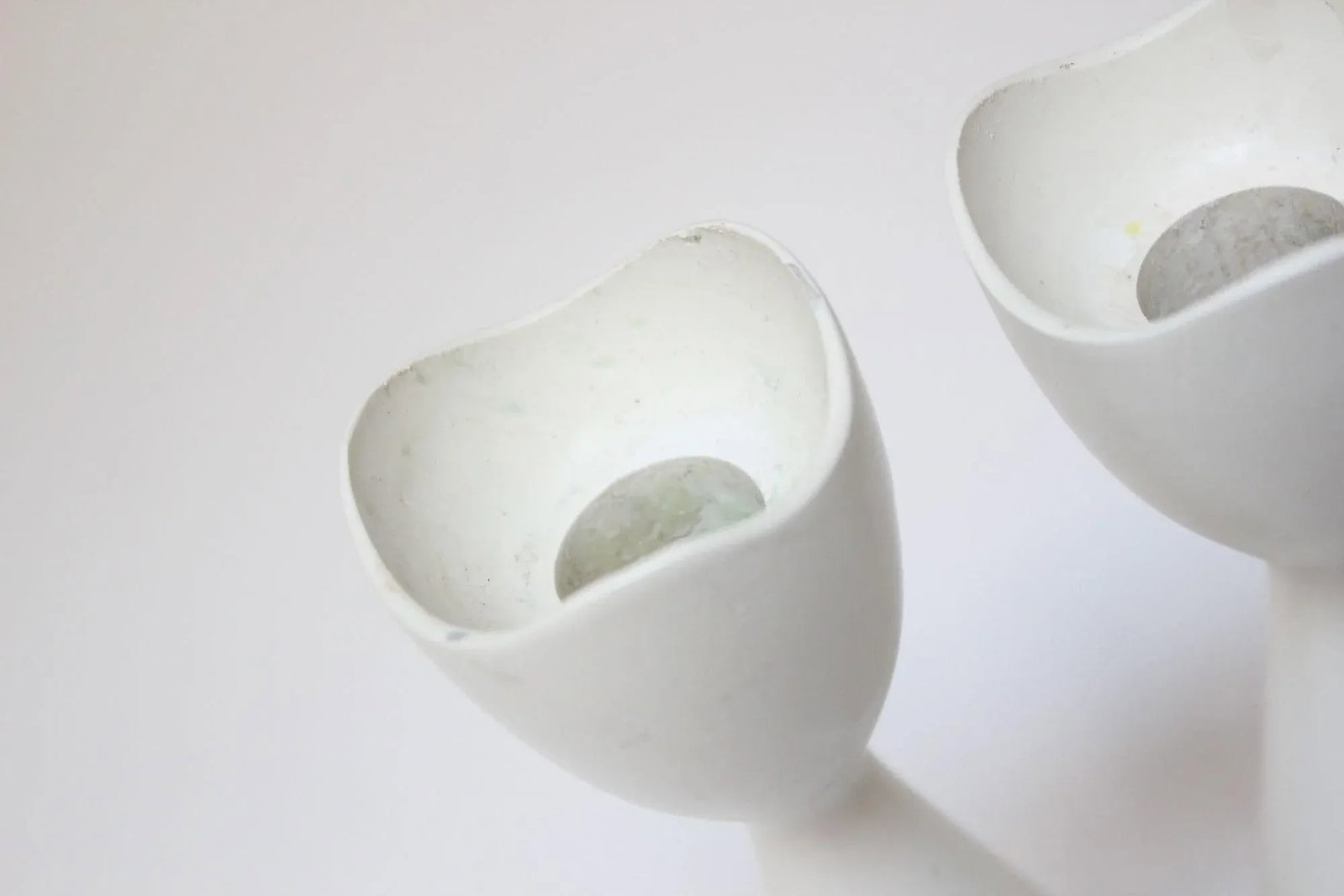 Petite Danish Modern White Candlesticks - 8