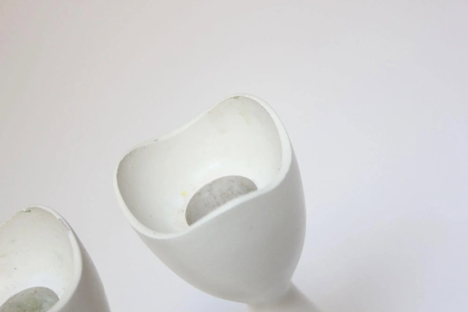 Petite Danish Modern White Candlesticks - 9