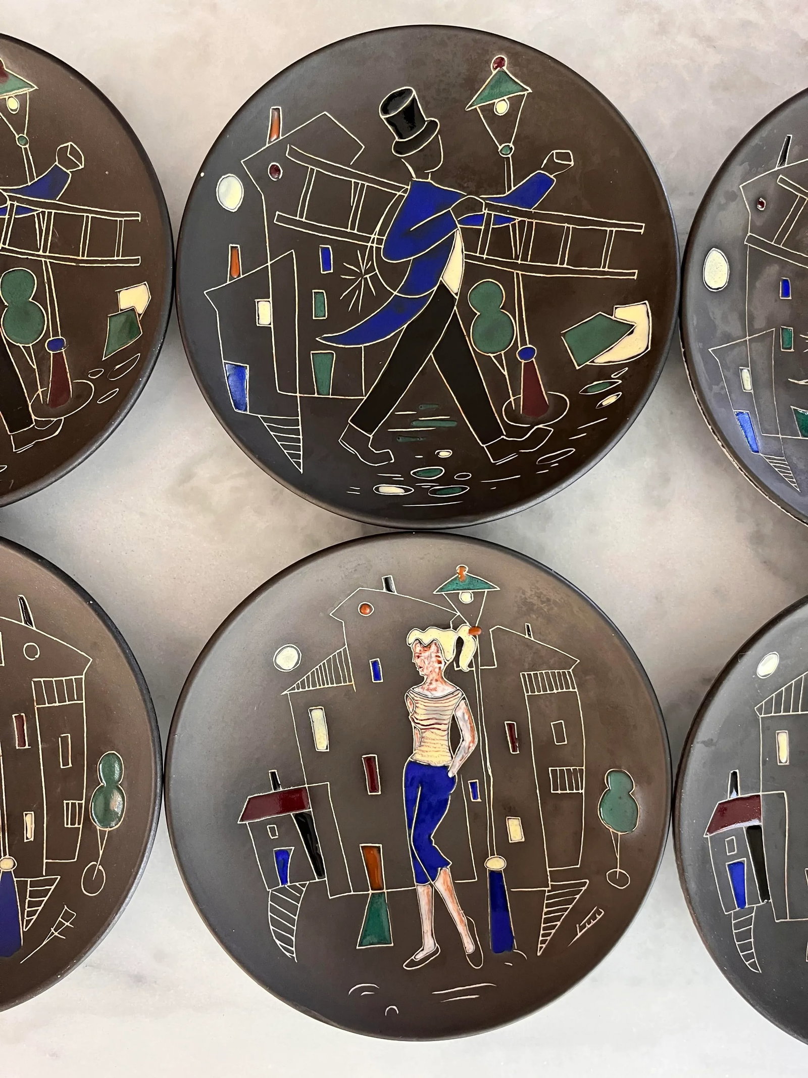 Set of 8 Mid Century Norwegian Pottery Plates by Arnold Wiigs Fabrikker - 9